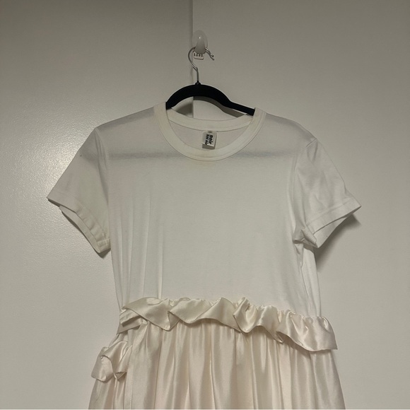 Comme Des Garçons Noir Kei Ninomiya White Cotton Silk T-Shirt Dress Size M - Picture 5 of 10